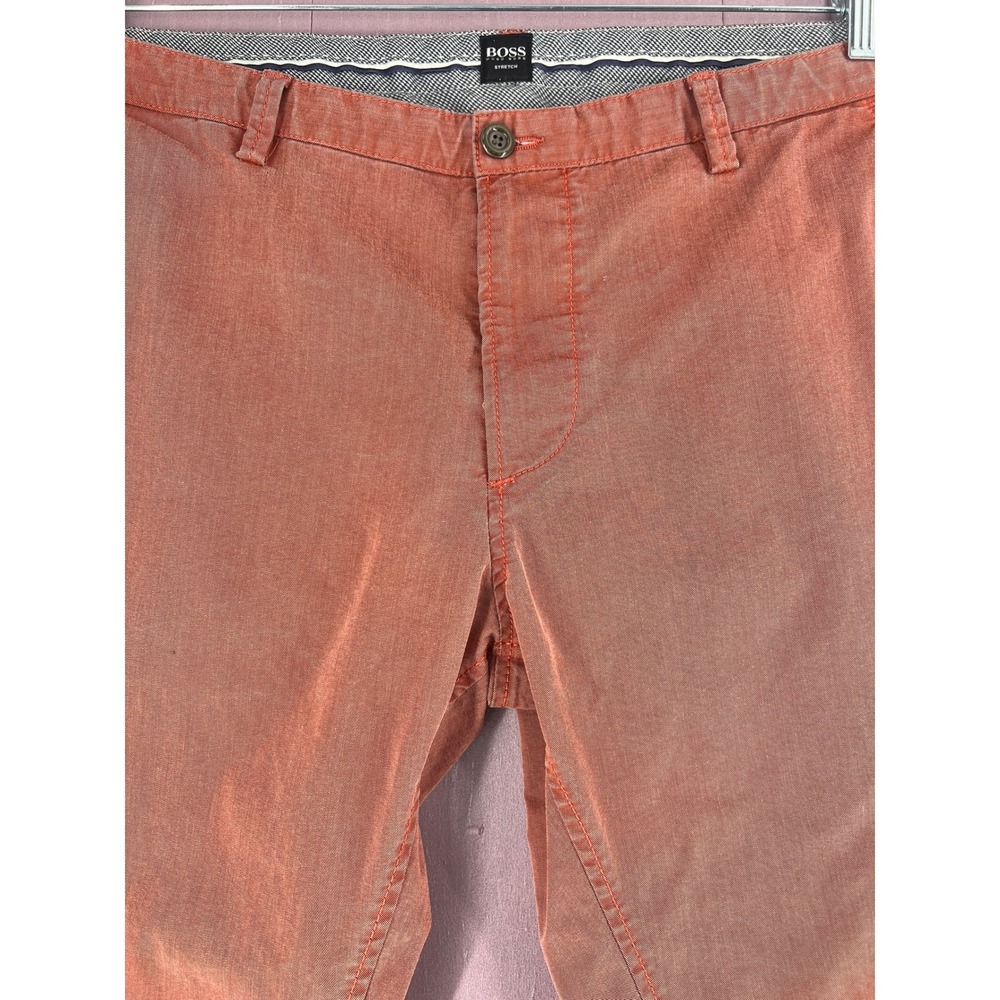 Hugo Boss Rice-1-W Mens Stretch Chinos Pinkish Reddish Coral Slim Fit Pants 38R - Picture 4 of 13